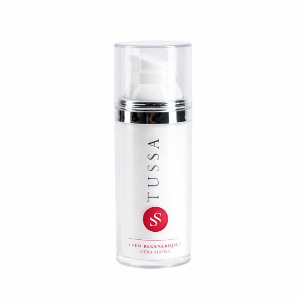 Krem regenerujący Tussa do suchej cery w eleganckim opakowaniu z pompką, idealny do nawilżania i odżywiania skóry.