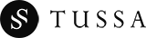 Logo marki Tussa, przedstawiające elegancki napis w stylu nowoczesnym, umieszczony na okrągłym tle.